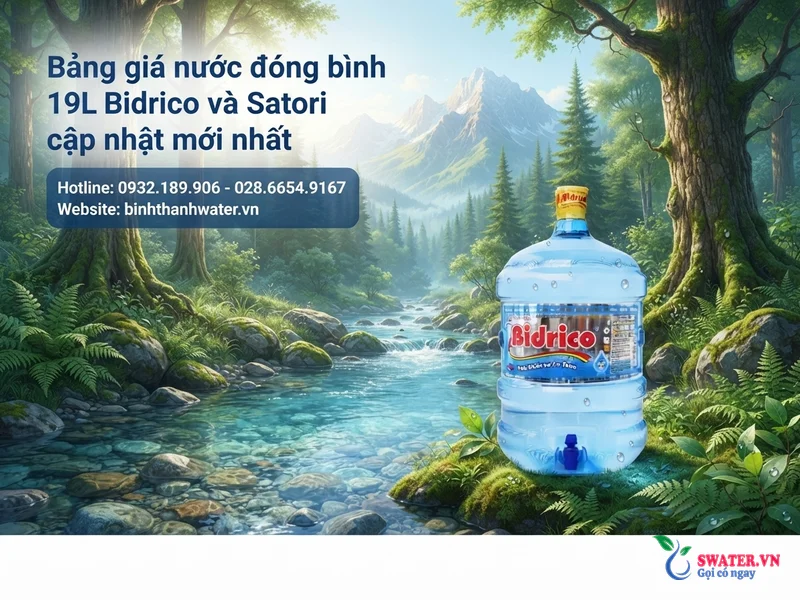 Bảng giá nước đóng bình 19L Bidrico và Satori cập nhật mới nhất